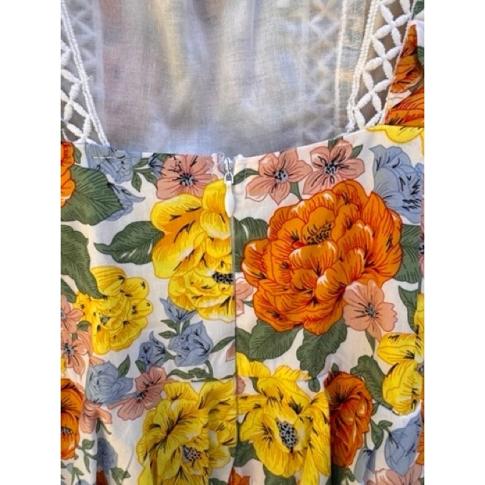 Hello Molly NEW Yellow Floral Ruffle Mini Dress XS Cottagecore Garden Feminine - Picture 11 of 11